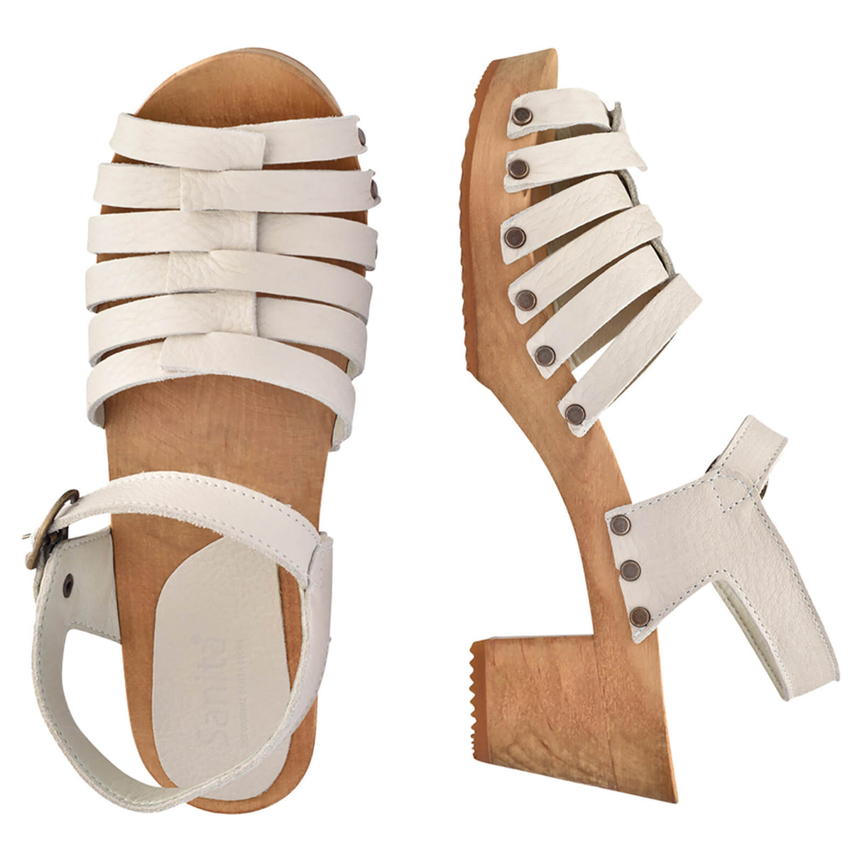 Sanita Wood-Silo Square Sandal Sandale