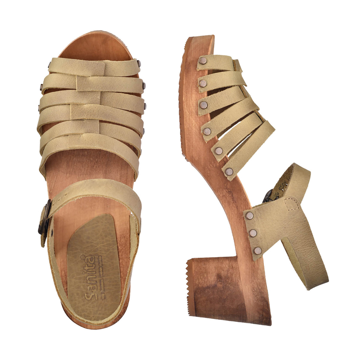 Sanita Wood-Silo Square Sandal Sandale