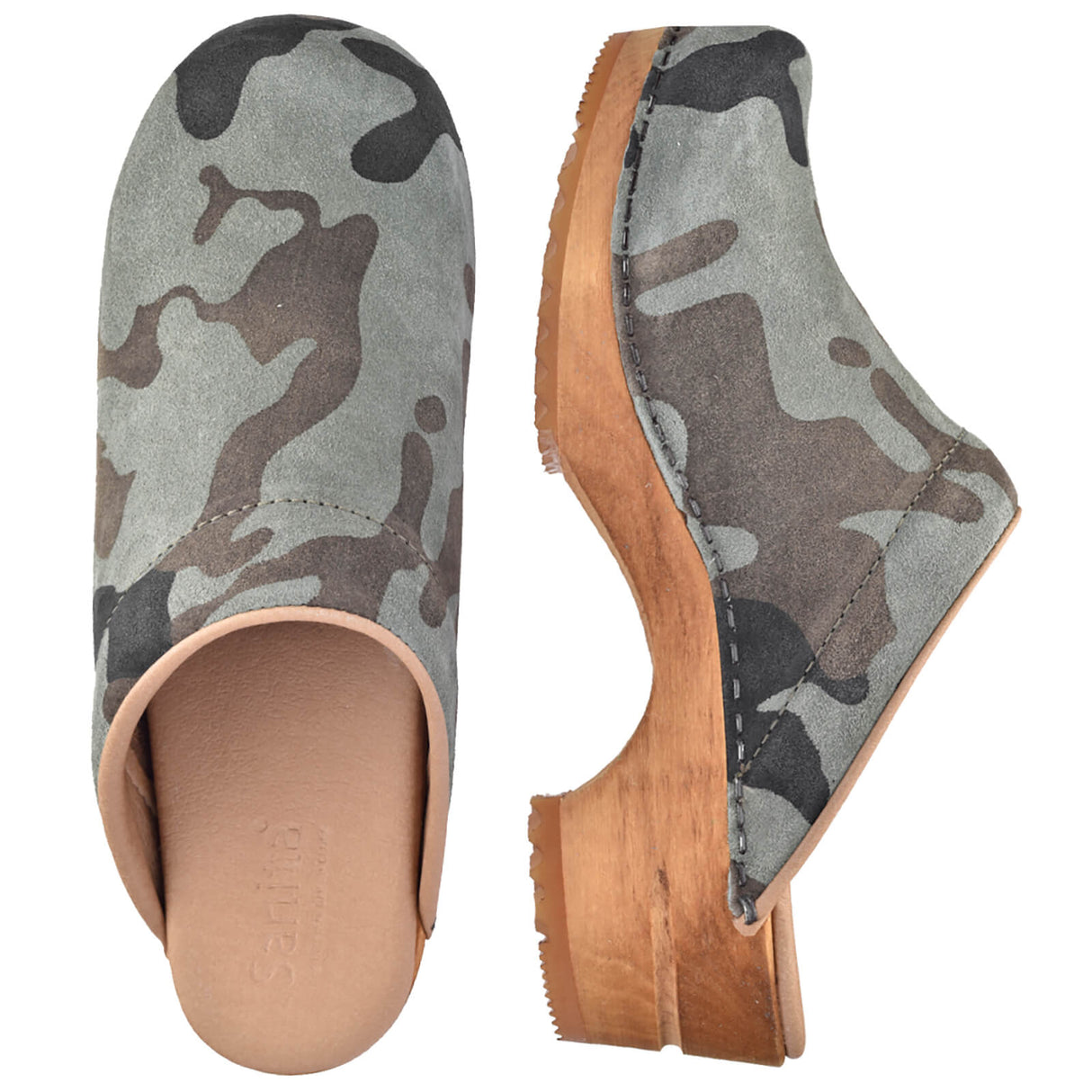 Sanita Wood-Soldi Open Clog Olive