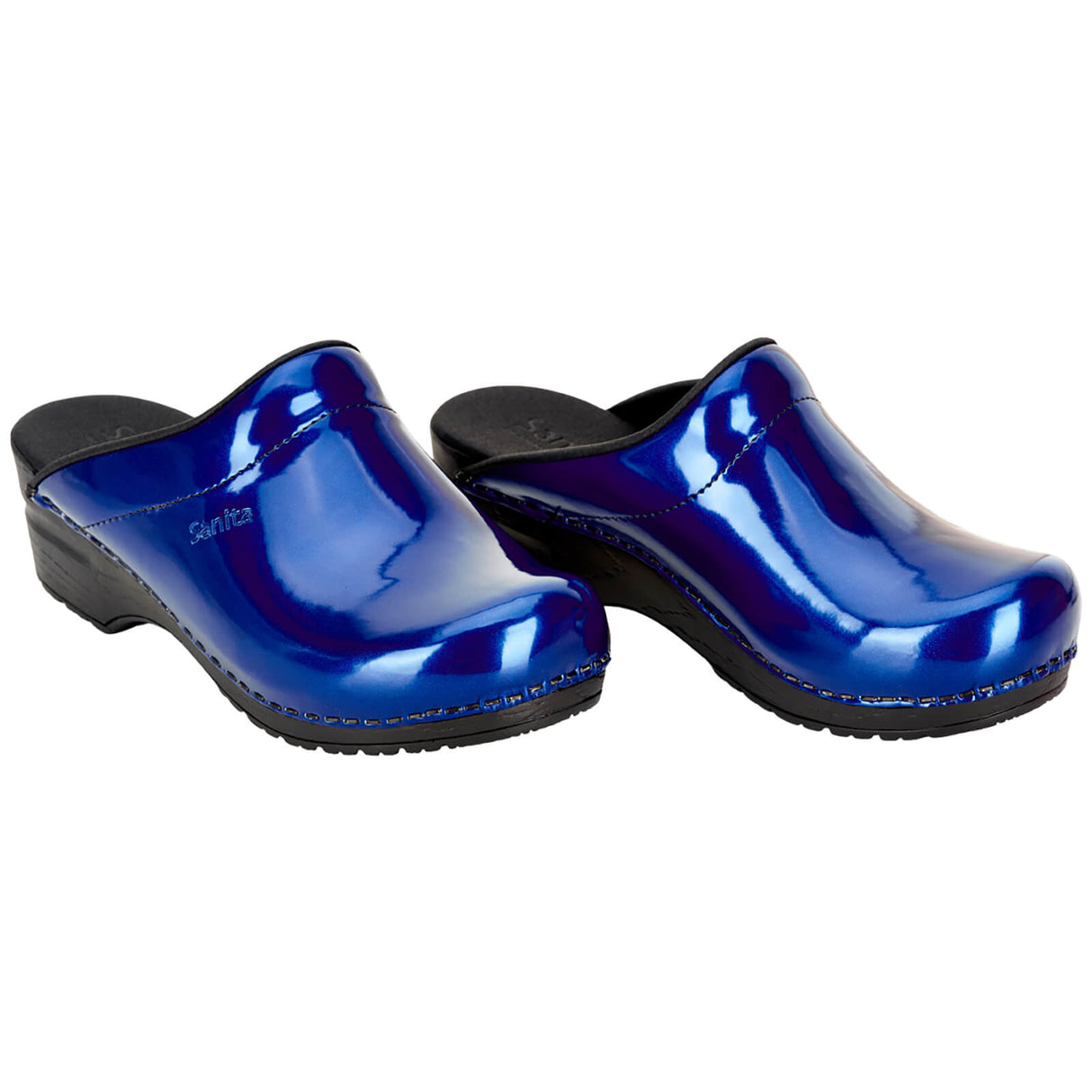 Sanita Original-Metallic Patent Open Clog