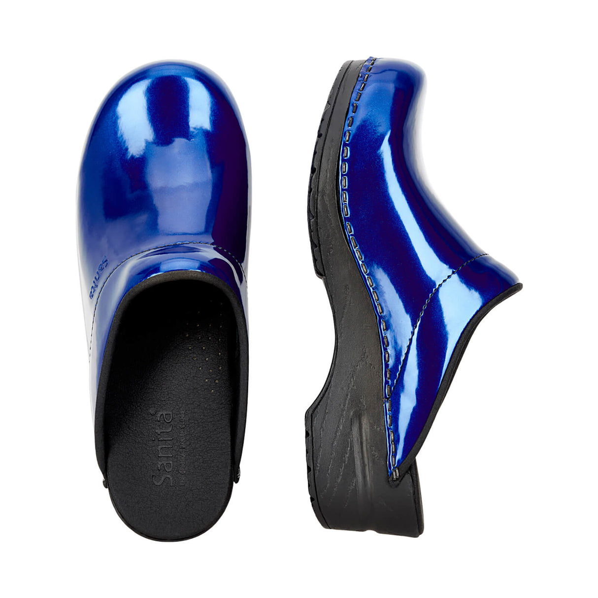 Sanita Original-Metallic Patent Open Clog