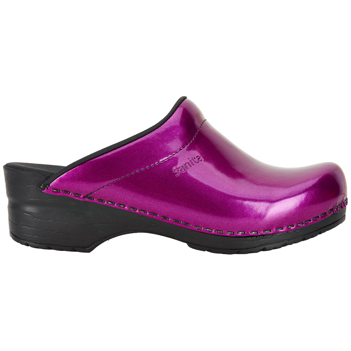 Sanita Original-Metallic Patent Open Clog