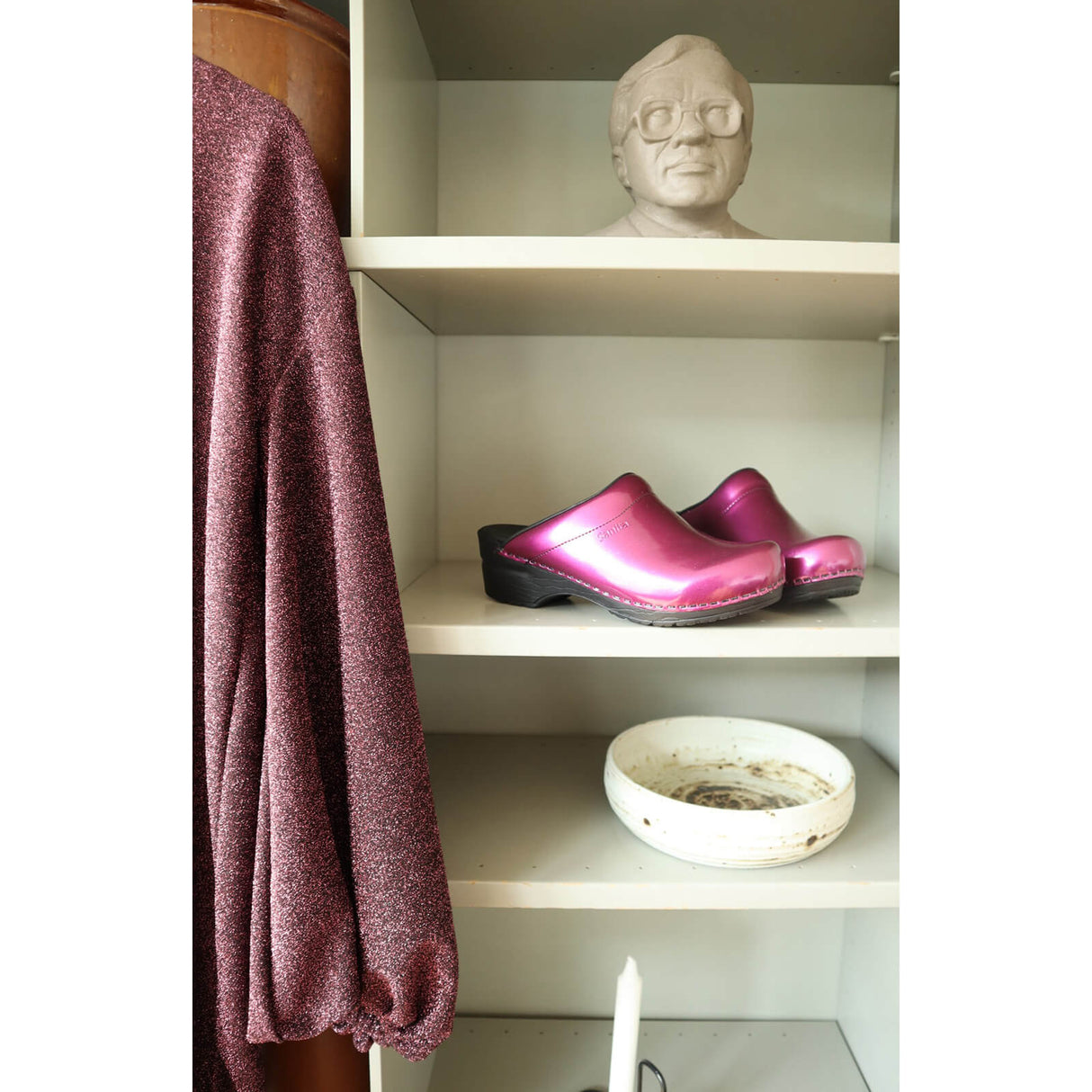 Sanita Original-Metallic Patent Open Clog