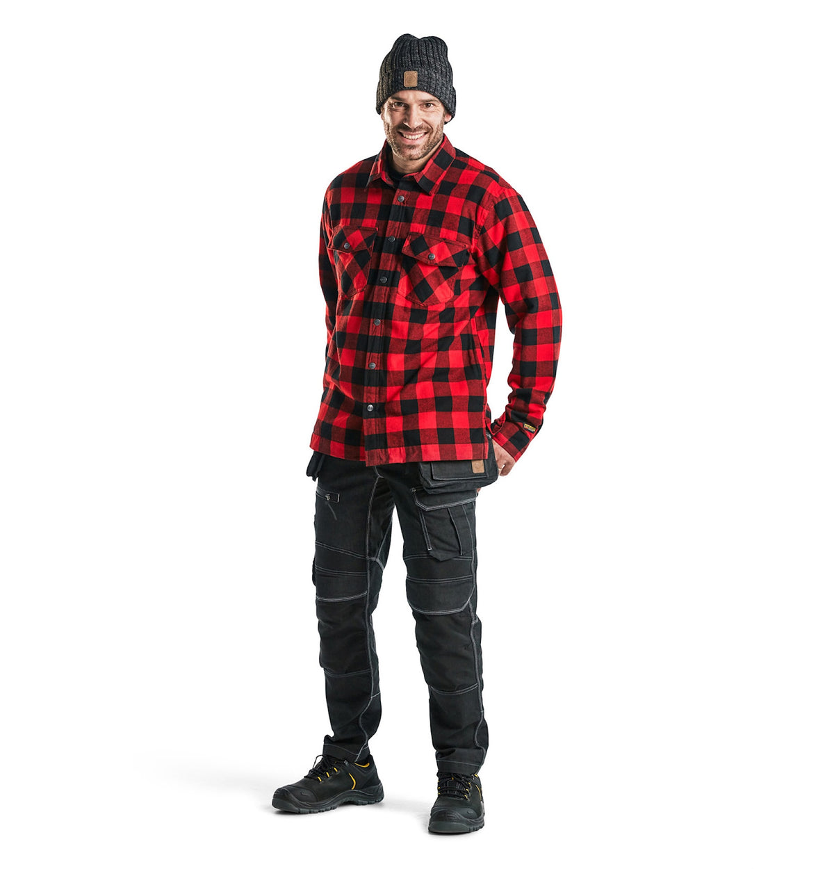 Blåkläder 3225 Gefüttertes Flanellhemd – rot/schwarz