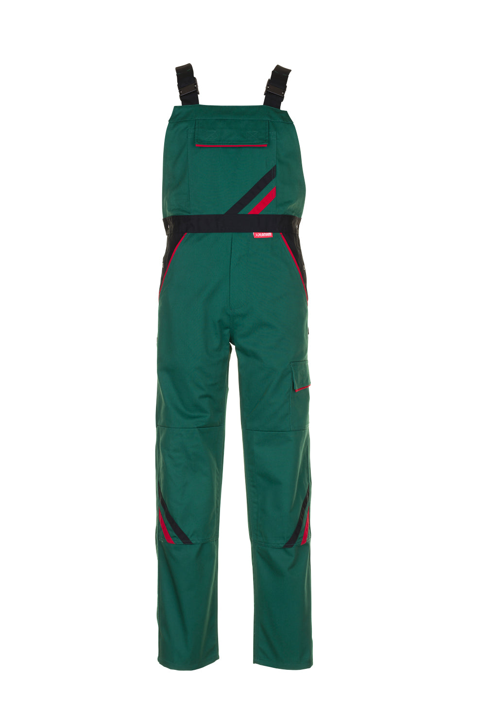 PLANAM Highline Latzhose grün/schwarz/rot