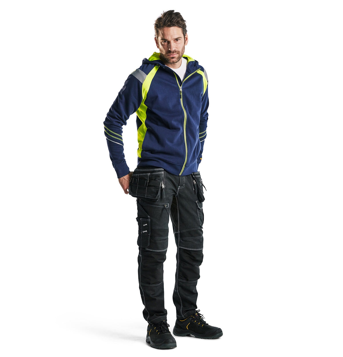 Blåkläder 3433 Kapuzen-Sweatjacke – marine/gelb