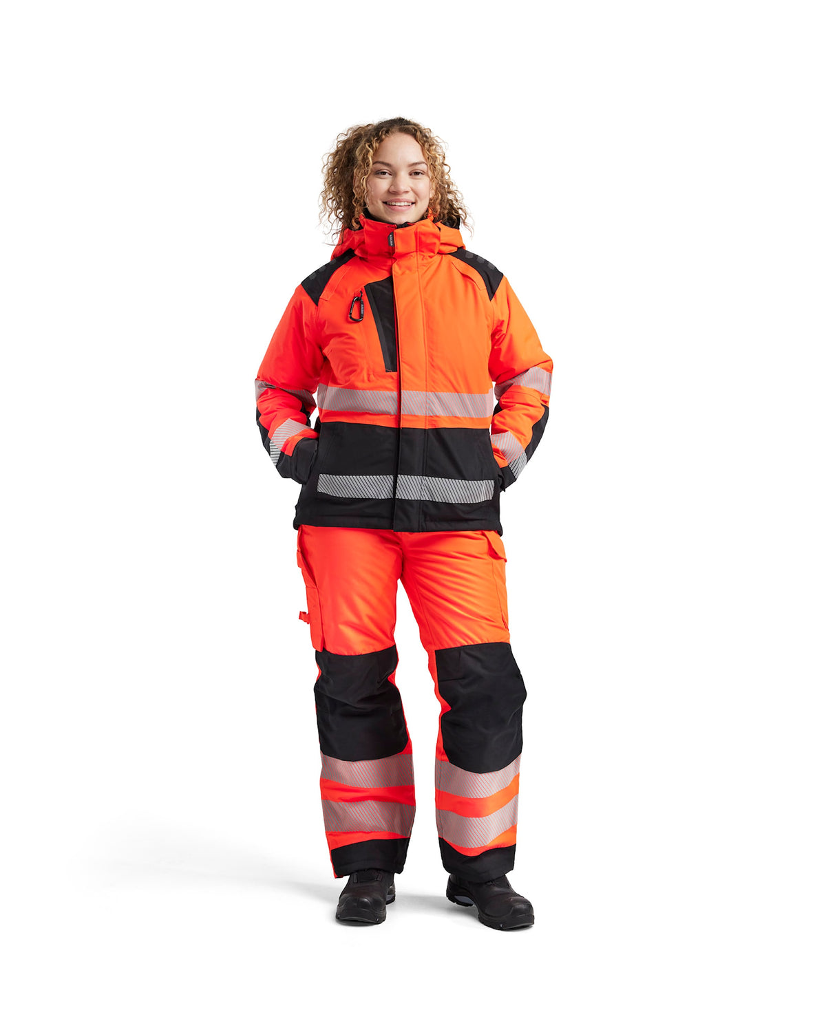 Blåkläder Damen 4456 Warnschutz Winterjacke Kl 2 – rot/schwarz