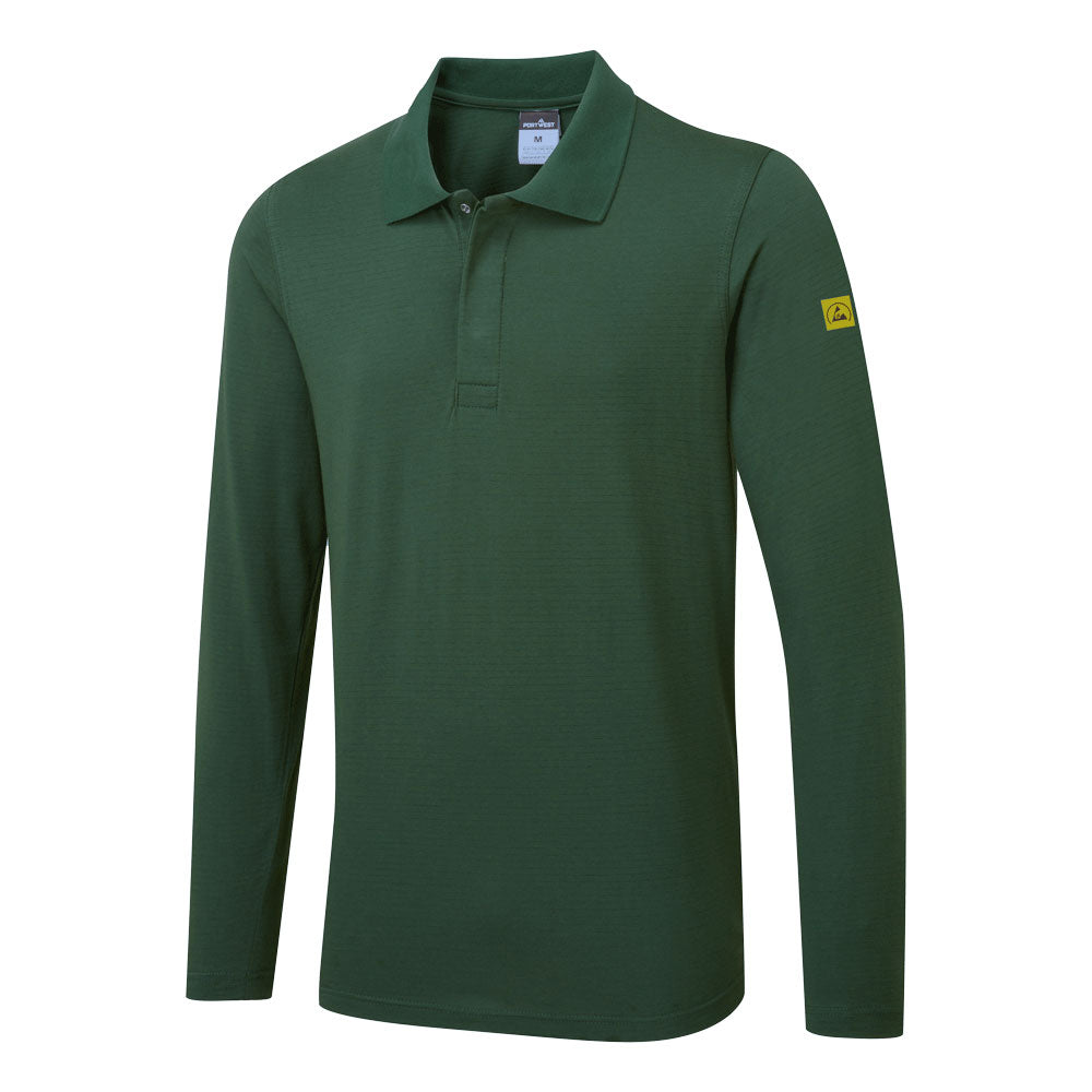 Portwest AS23 ESD Antistatik Poloshirt langarm – waldgrün