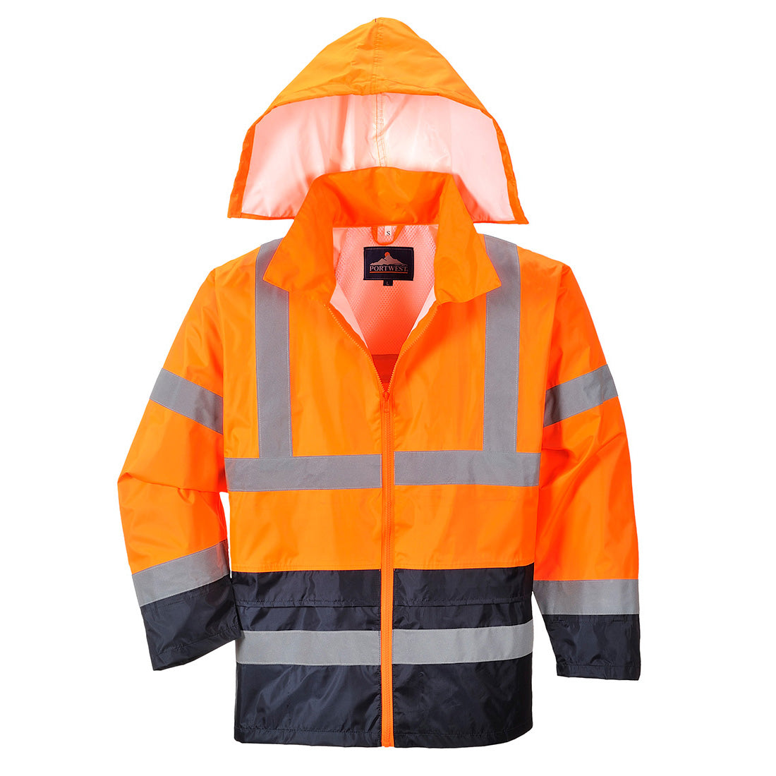 Portwest H443 Kontrast Warnschutz PVC-Regenjacke – orange/marine