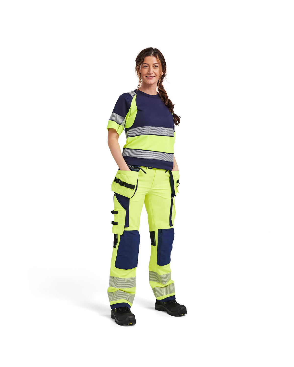 Blåkläder Damen 7197 Warnschutz Stretch Handw.hose – gelb/marine