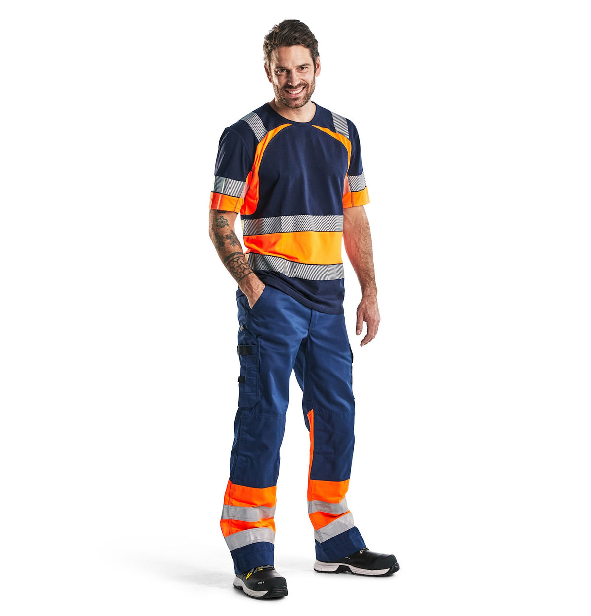 Blåkläder 3421 Warnschutz T-Shirt – marine/orange