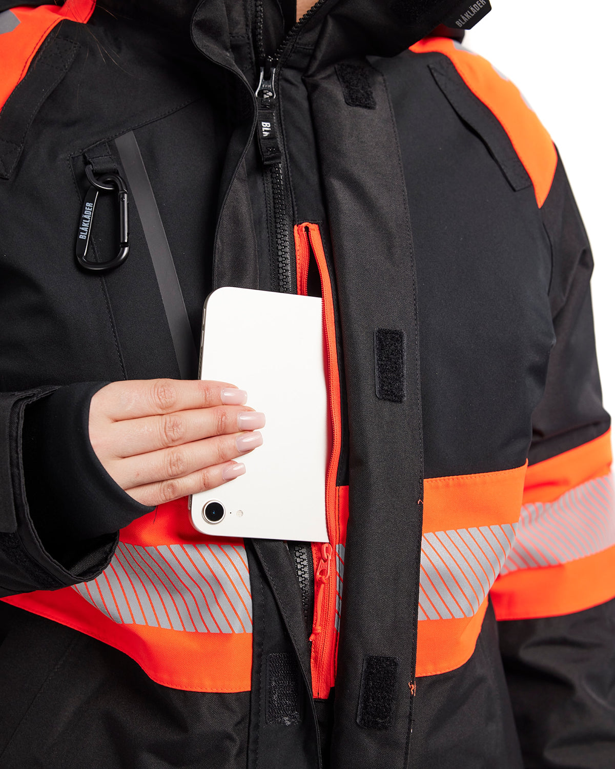 Blåkläder Damen 4470 Warnschutz Winterjacke Kl 1 – schwarz/rot